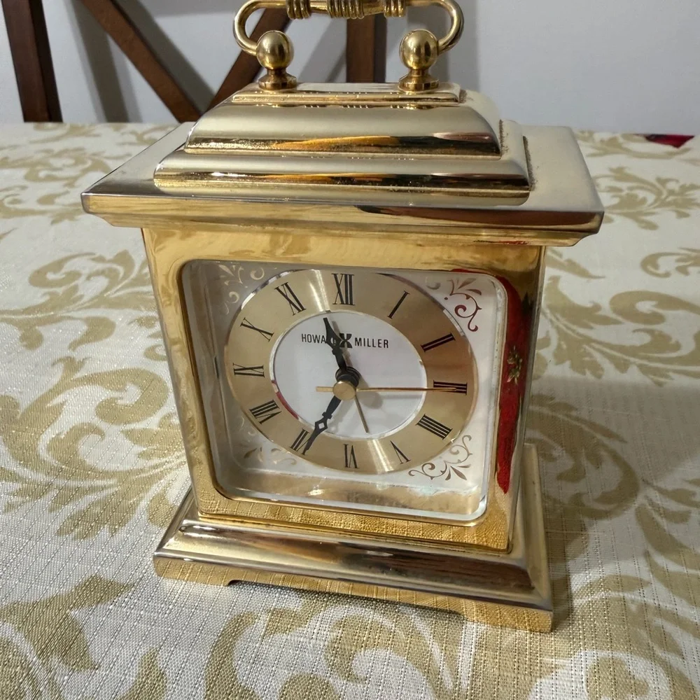 Howard Miller Golden Tone Mantel Alarm Clock Brass